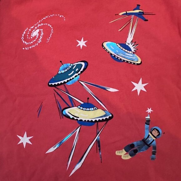 Hanna Andersson Space Themed Orange Cotton T-Shirt Short Sleeves Size Boy US 4 - Picture 3 of 13